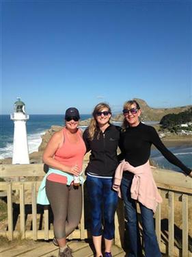 Leslie, Louise and Janet at Castle point beach